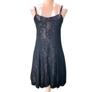 Lucca Couture Boho Black Stretch Lace Dress, size S